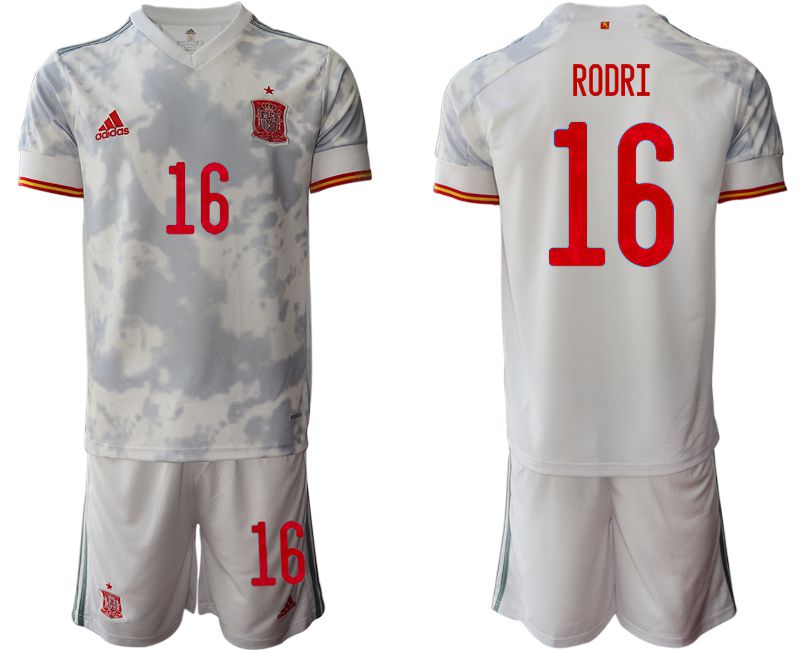 Men 2020-2021 European Cup Spain away white #16 Adidas Soccer Jersey